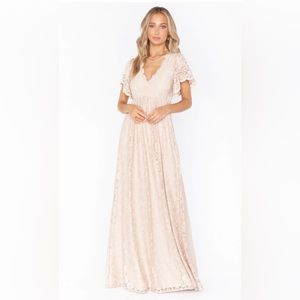 Show Me Your Mumu Sandra Maxi Dress- L- Champagne Forever Lace